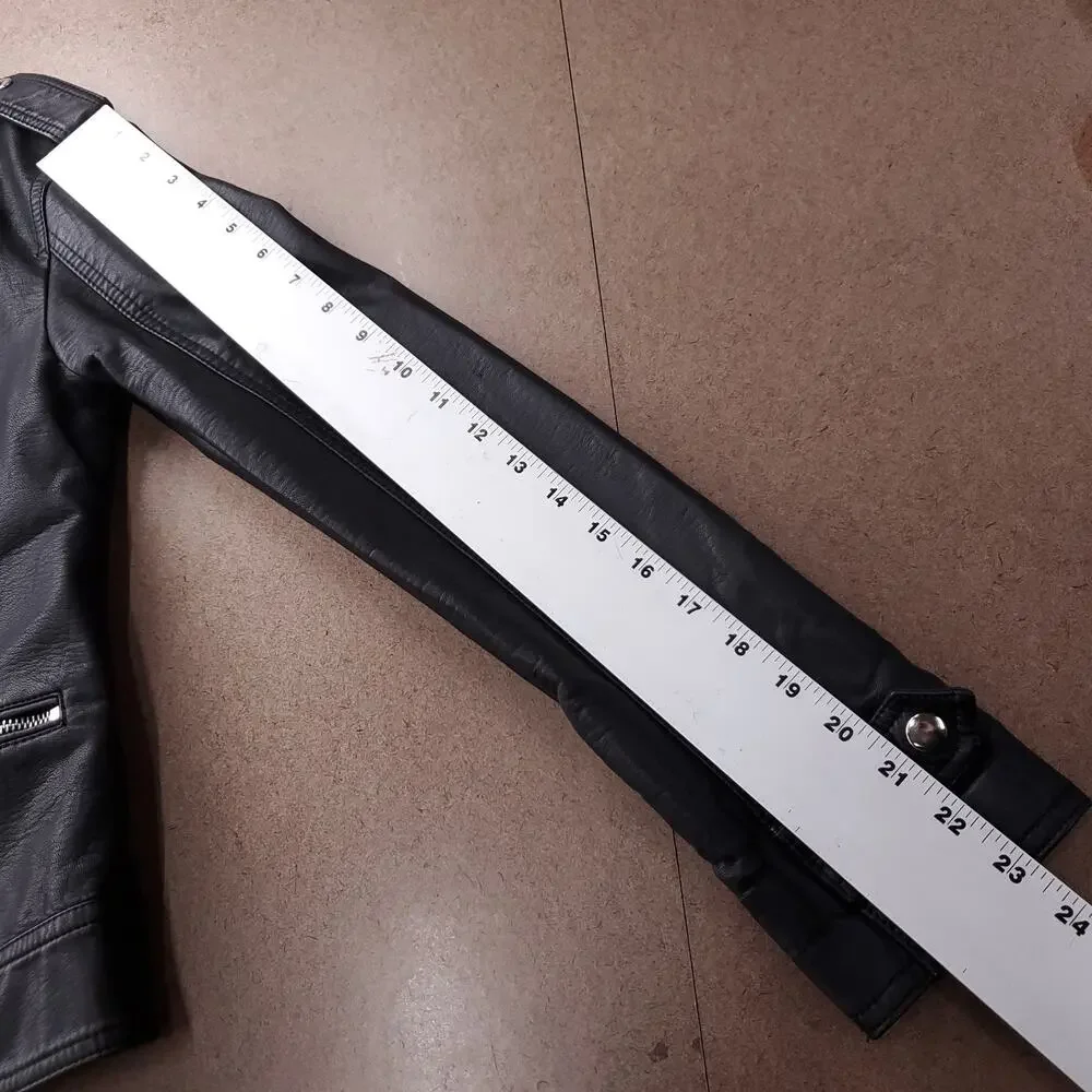 Forever 21 Biker Jacket Women S Black‎ Faux Leather Removable Sherpa Grunge Y2K